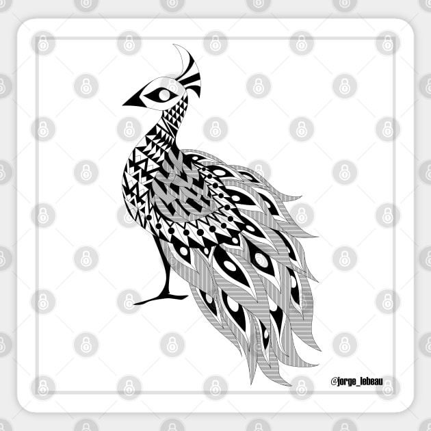 the royal amazing queen peacock in floral ecopop pattern Sticker by jorge_lebeau